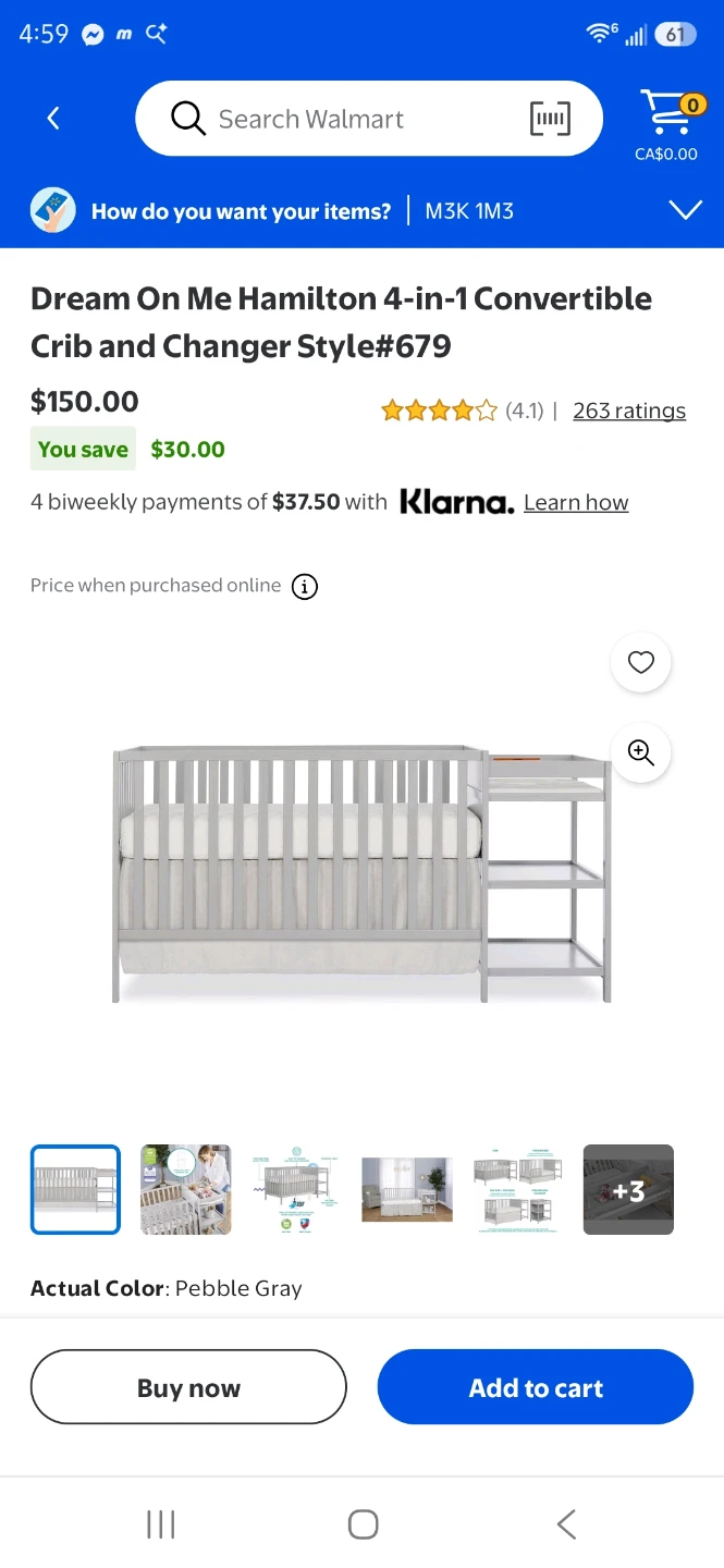 Dream On Me Hamilton 4-in-1 Crib and Changer