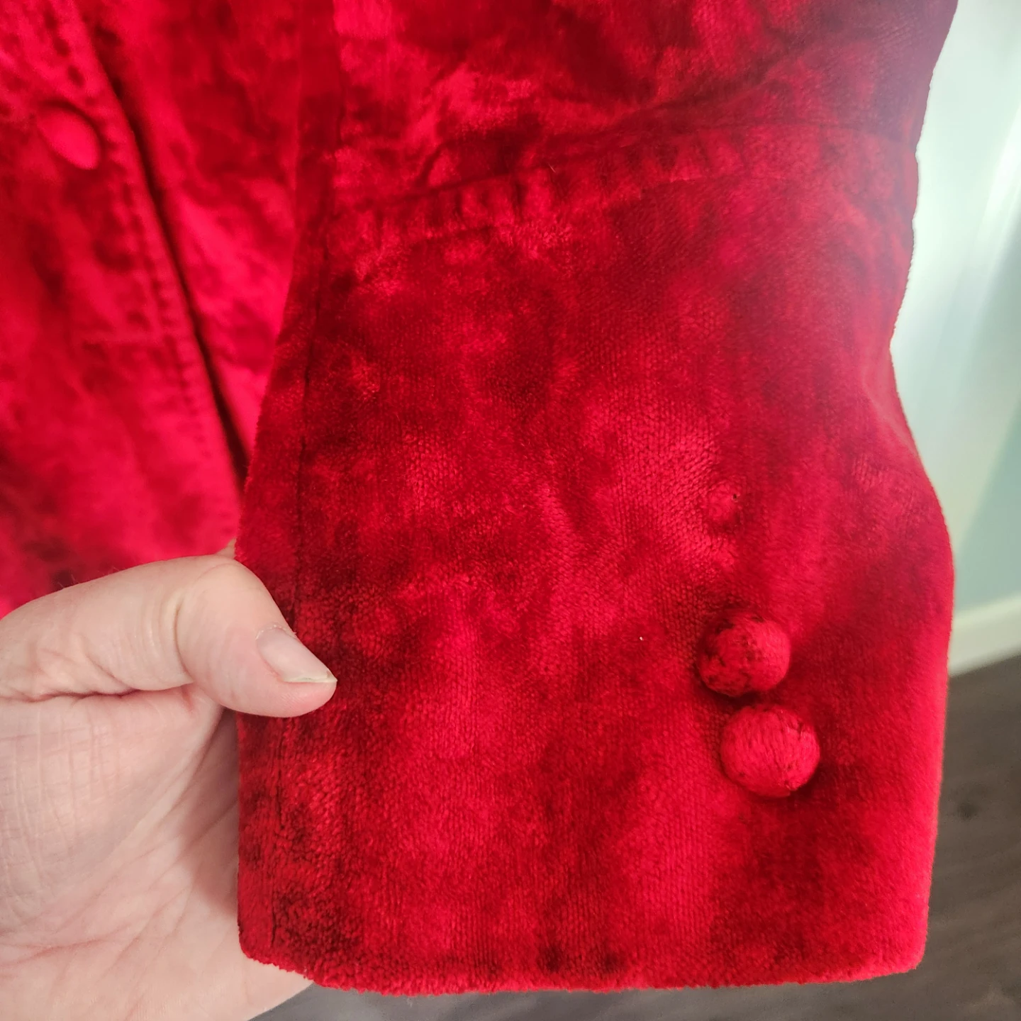 Vintage Red Velvet Double Breasted Coat - photo 5