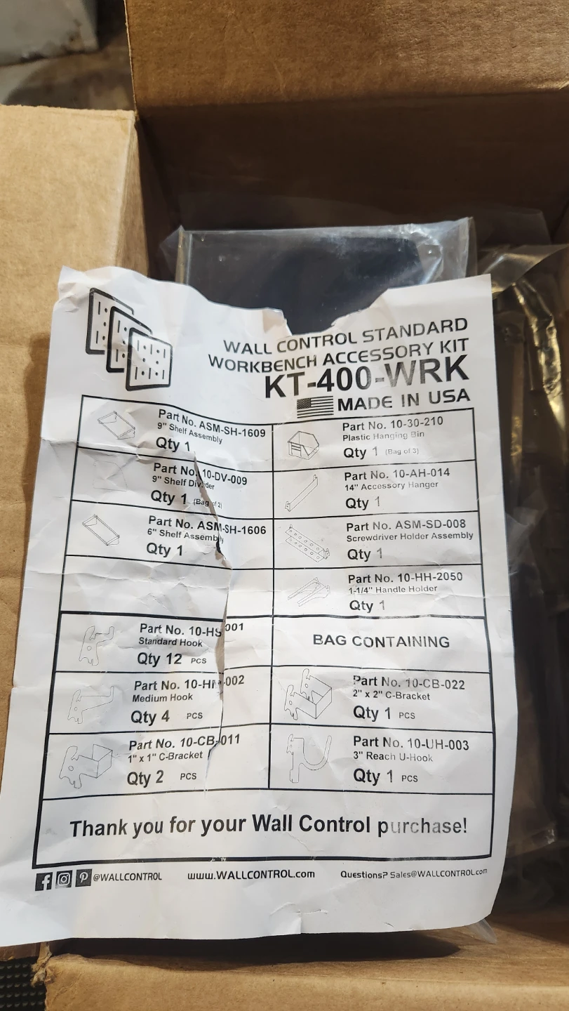 Wall Control Workbench Accessory Kit KT-400-WRK