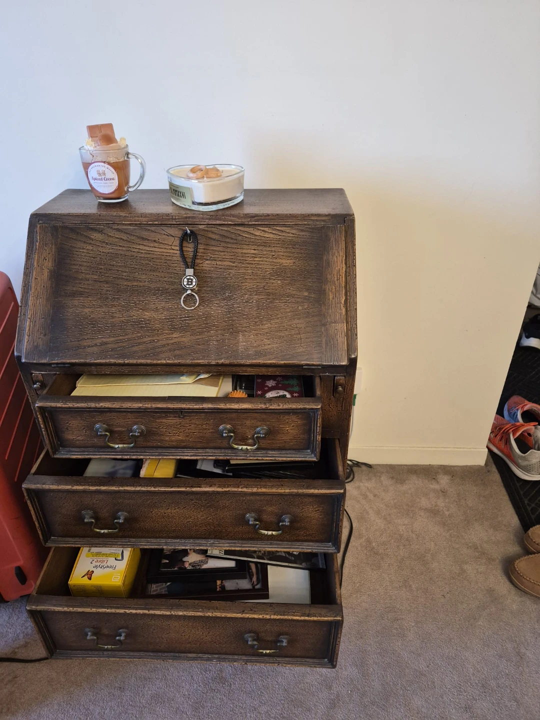 Vintage Oak Drop-Front Secretary Desk - photo 2