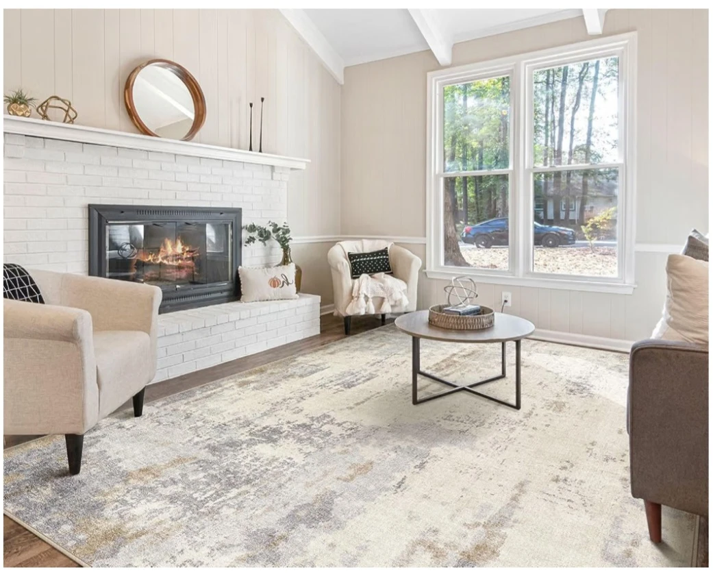 Uermei 6x9 Neutral Abstract Area Rug