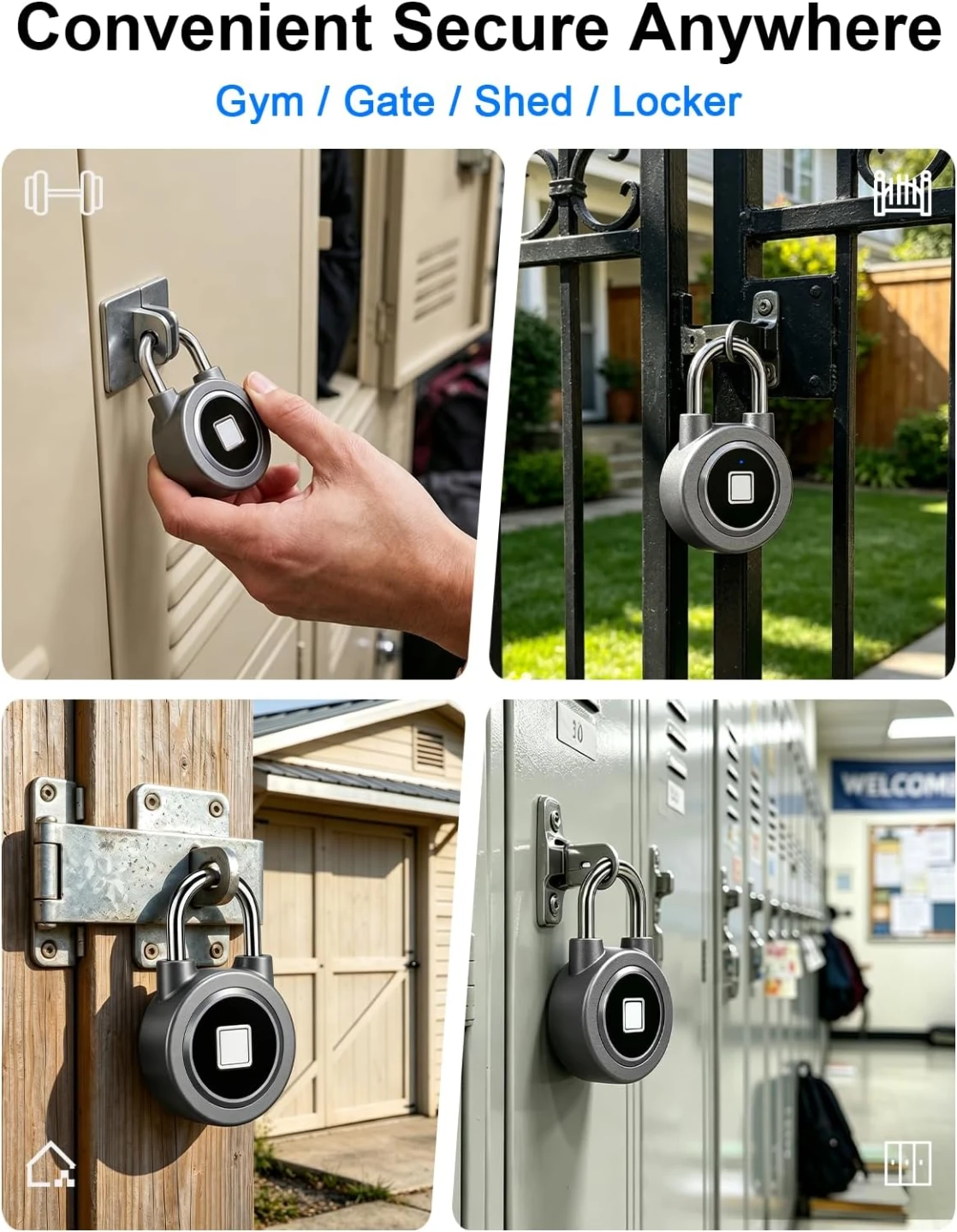Fingerprint Padlock, Smart Padlock Fingerprint Lock(Grey) - photo 4