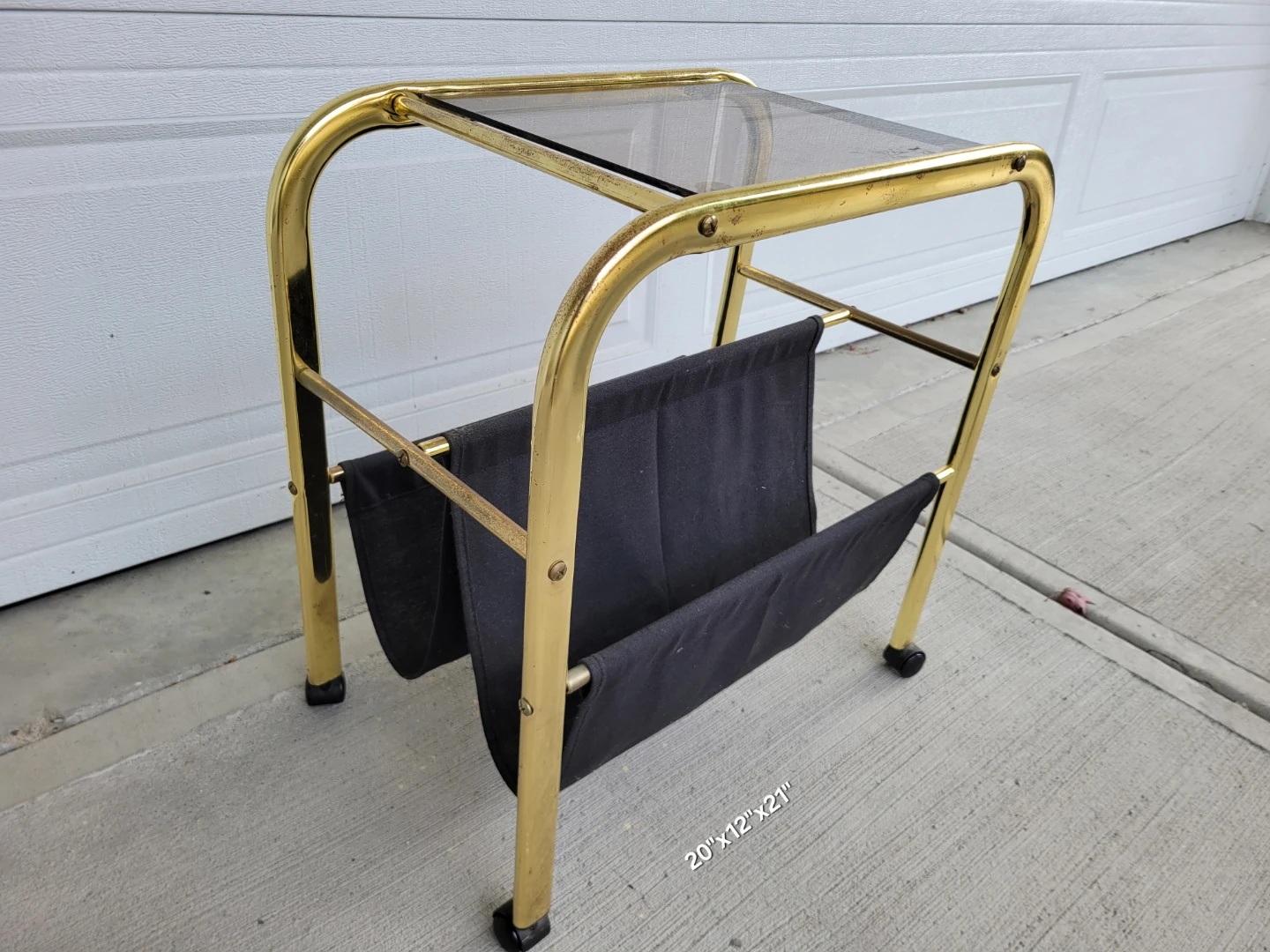 Vintage Mid-Century Brass Set/Plant Stand/Caddy/Magazine Table - photo 5