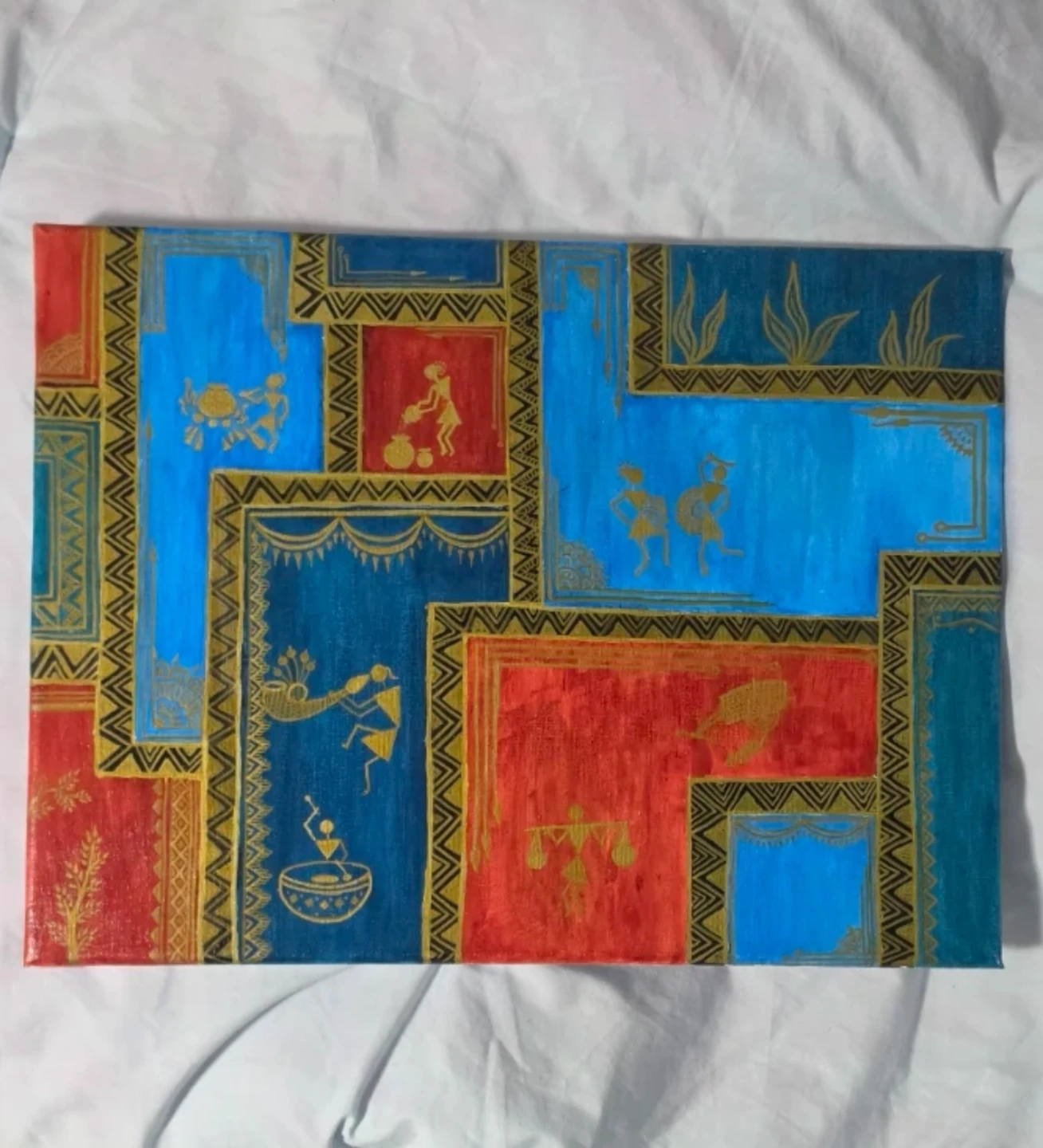 Warli Art Hand-Painted Canvas