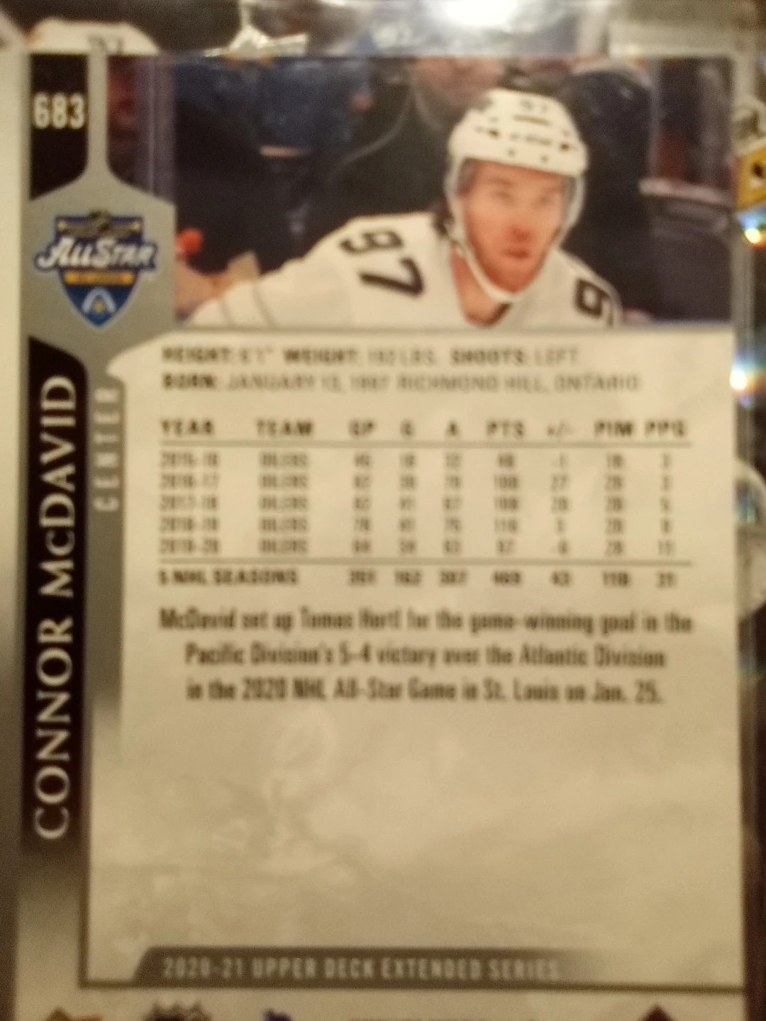 2020-21 Upper Deck Connor McDavid All-Star Card - photo 2