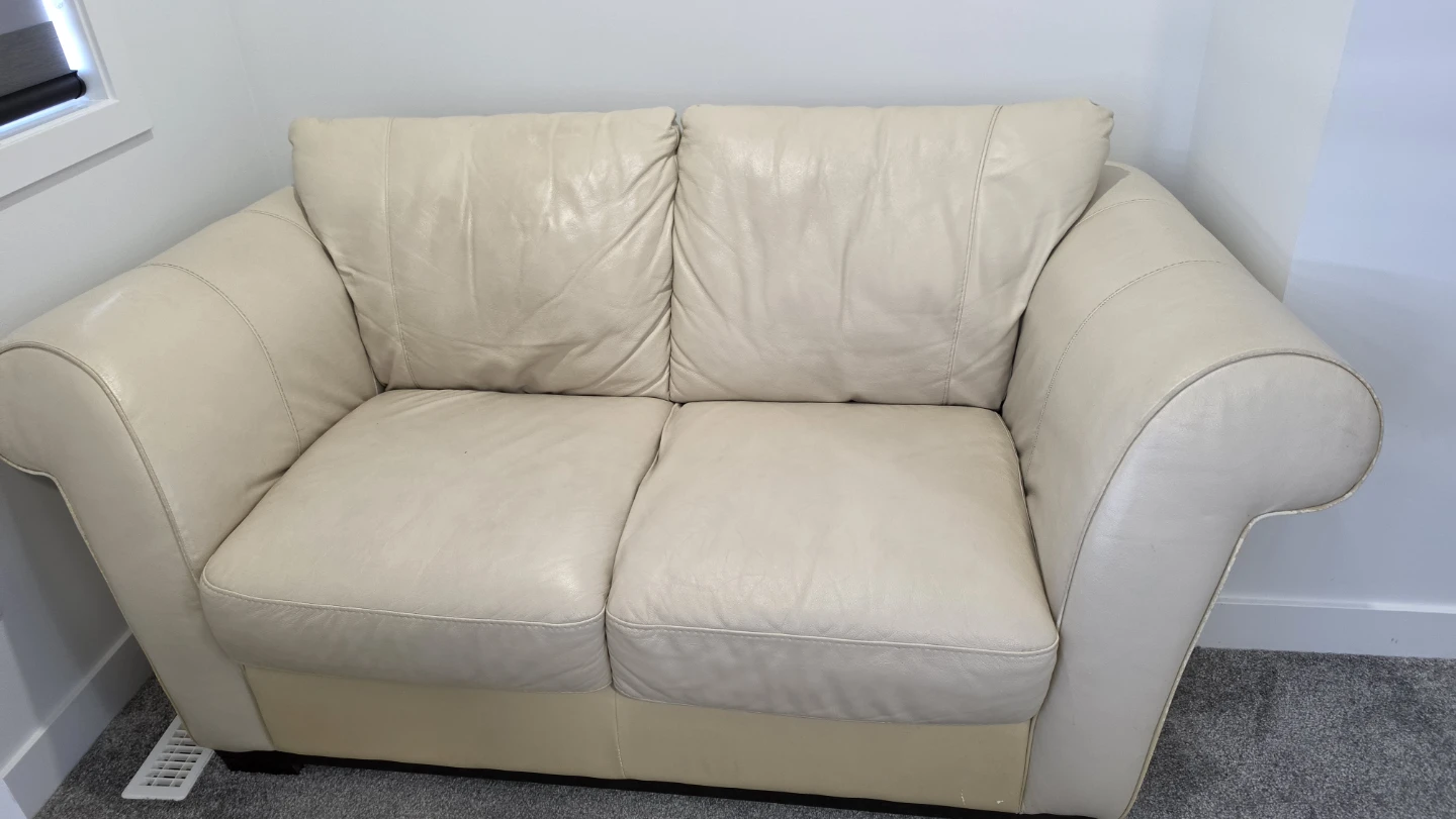 Cream Leather Sofa Set - photo 4