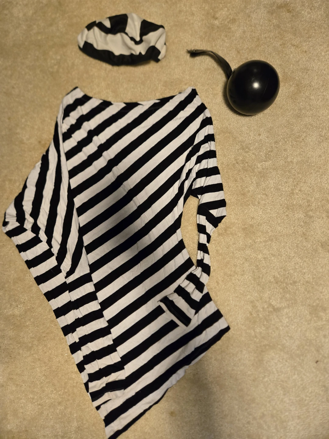 Burglar Costume Shirt Hat and Ball Chain
