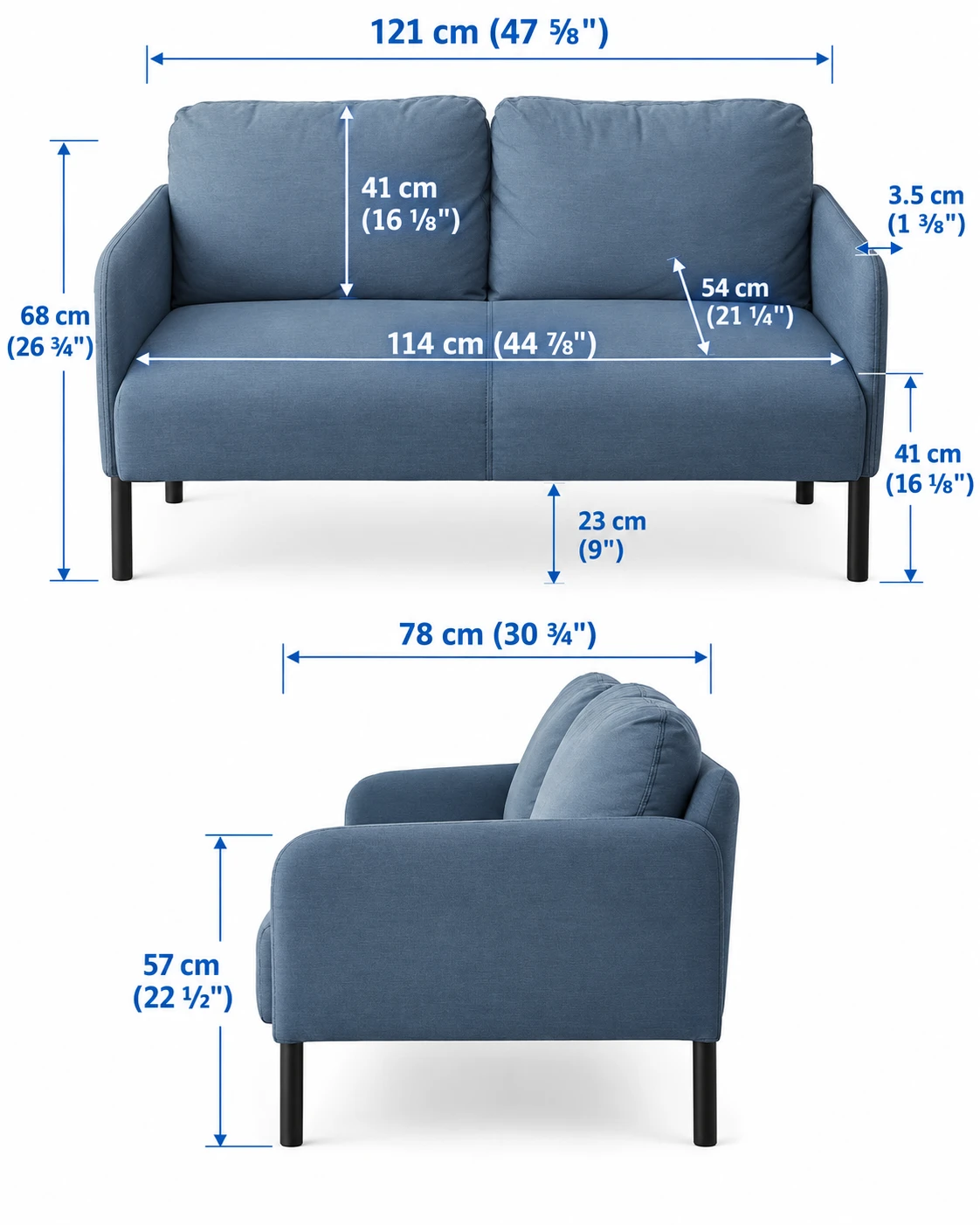 IKEA GLOSTAD Two-Seat Sofa, Blue - photo 2