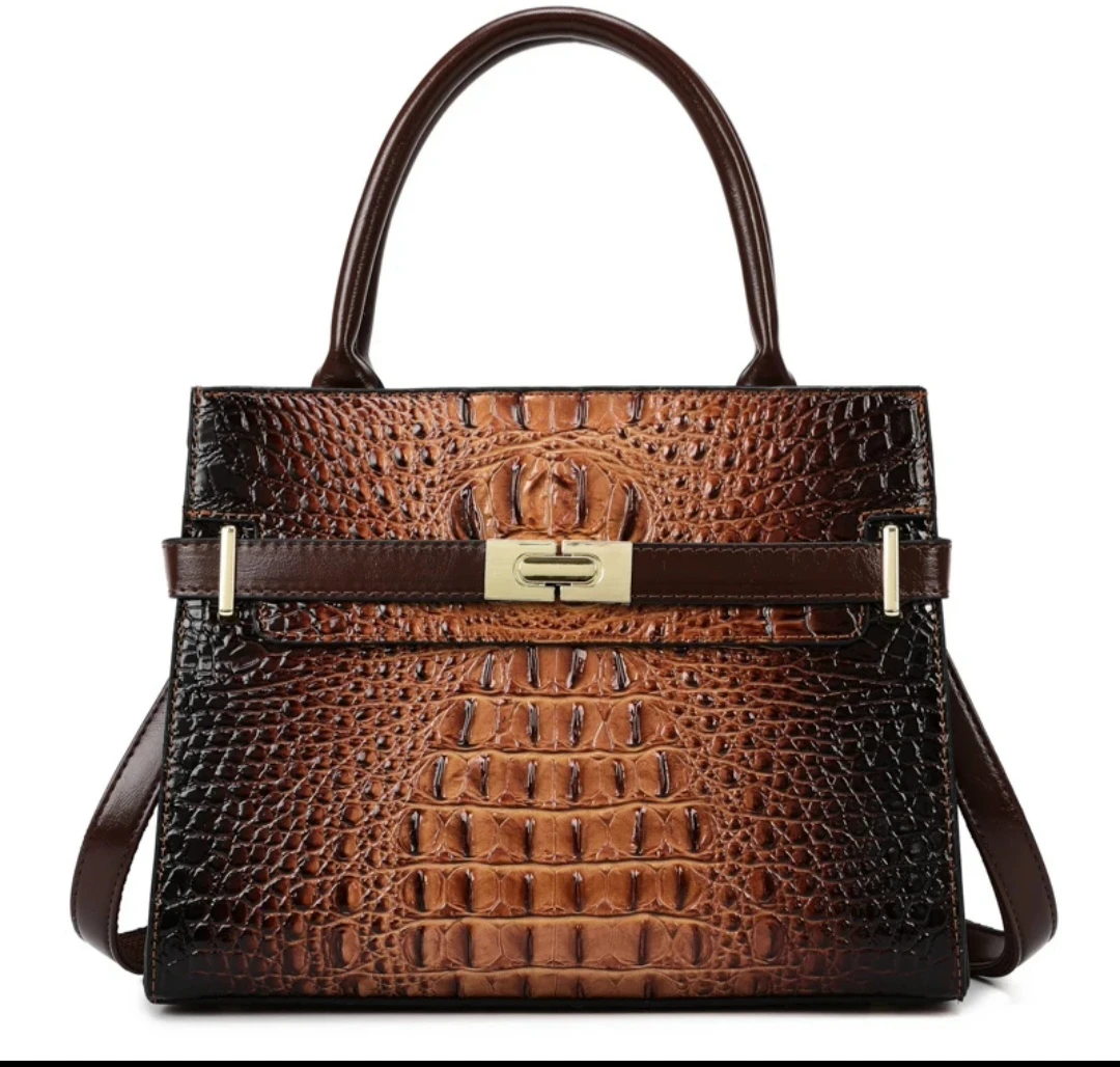 Croc-Embossed Black Handbag - photo 5