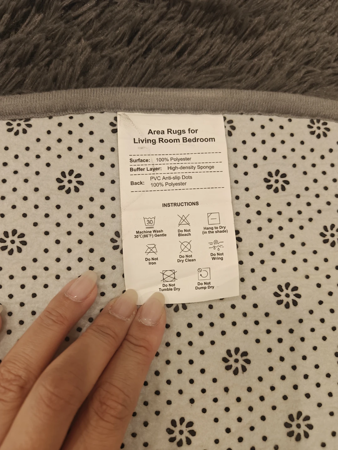 Olanly Shaggy Area Rug, Grey - photo 3
