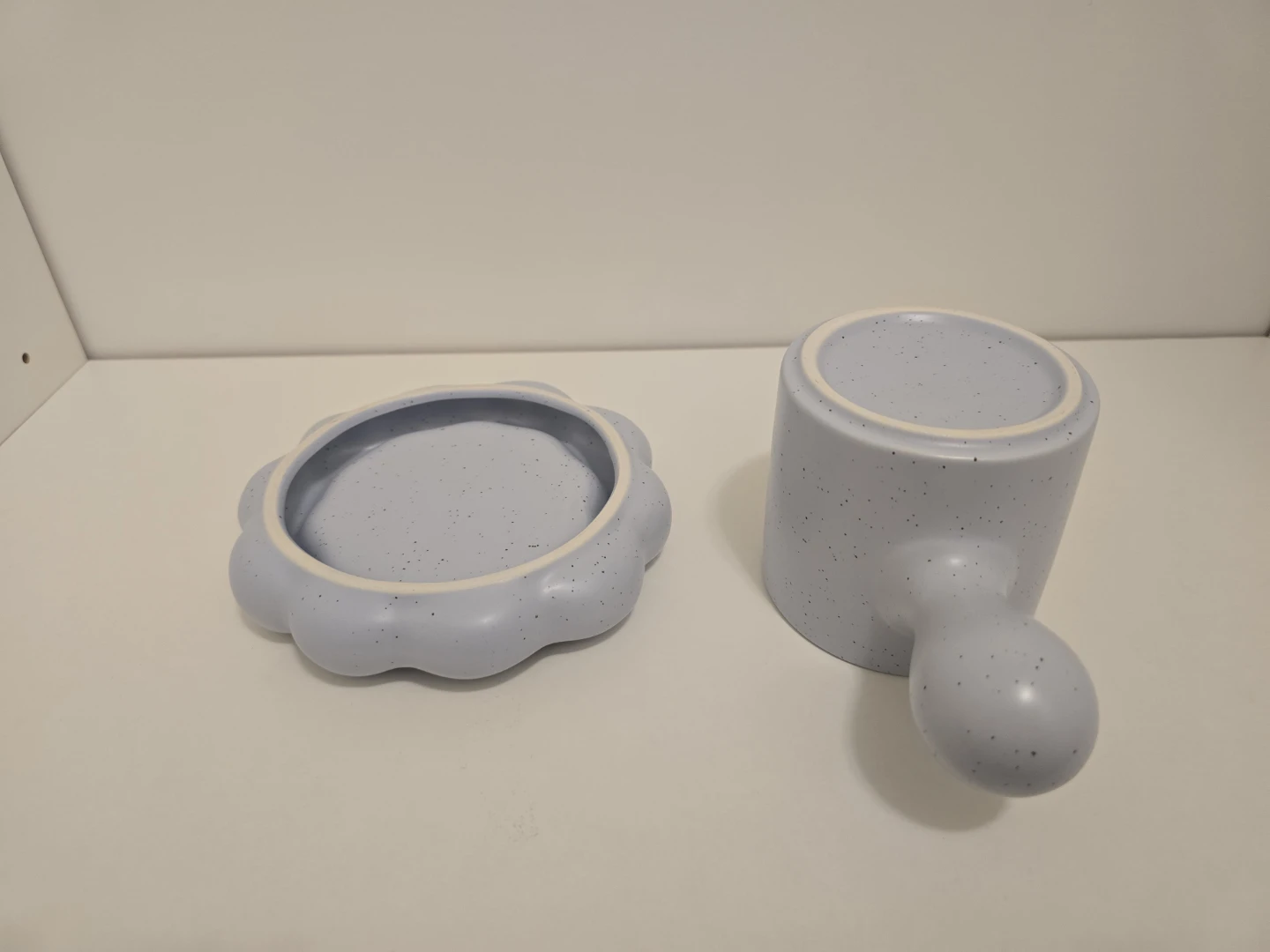 Ceramic Speckled Mug with Flower Saucer - photo 2