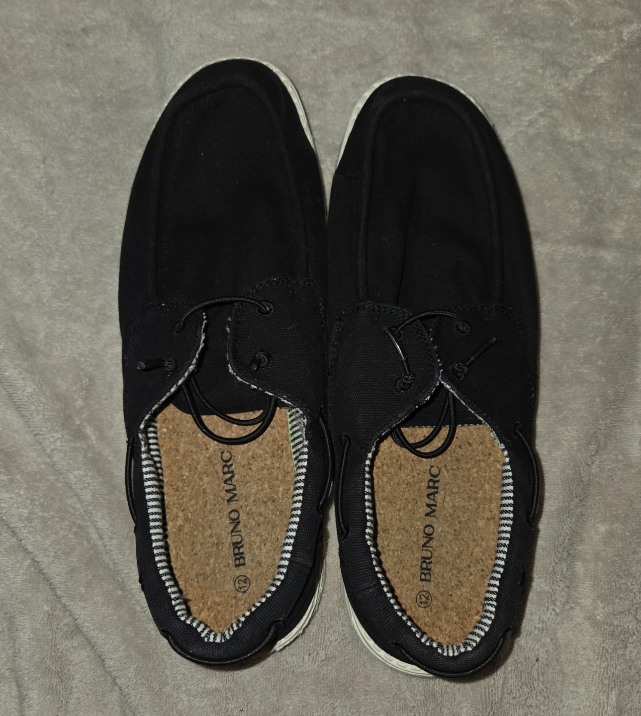 Bruno Marc Black & Striped-Lined Boat Shoes in a Men's 12
