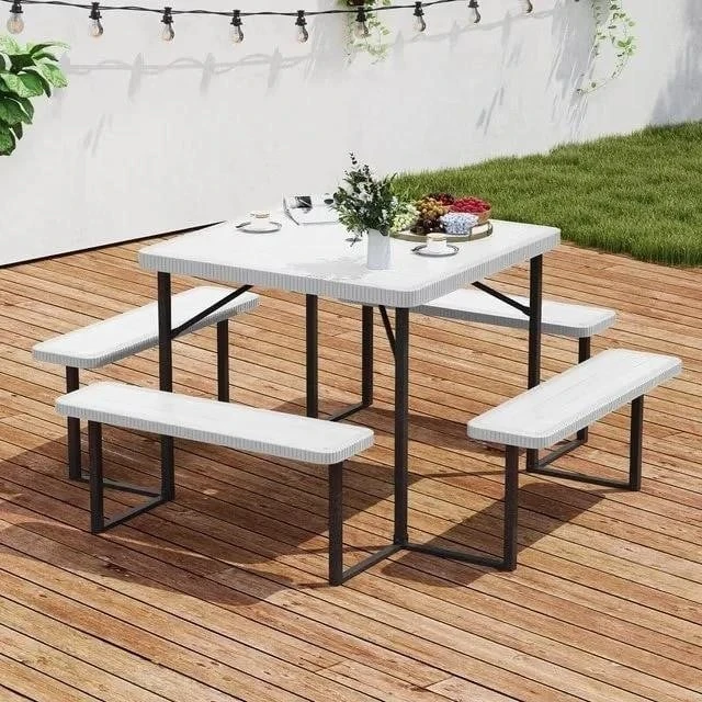 New<> Square Picnic Table with 4 Benches - photo 4