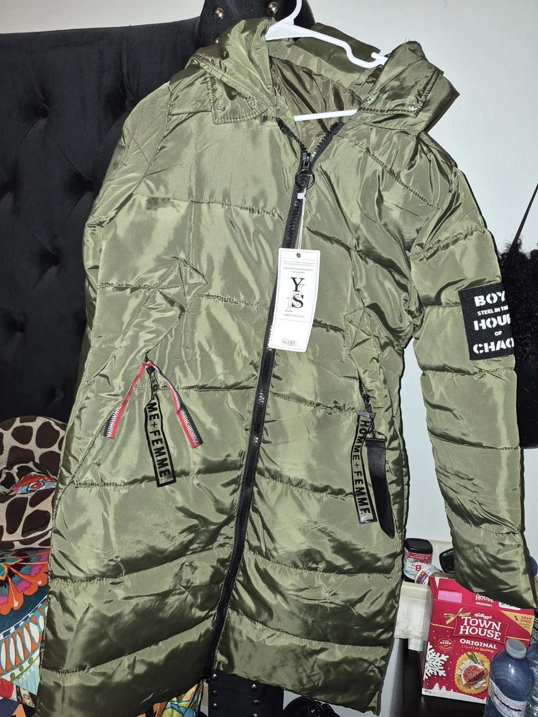 Homme + Femme Olive Puffer Jacket