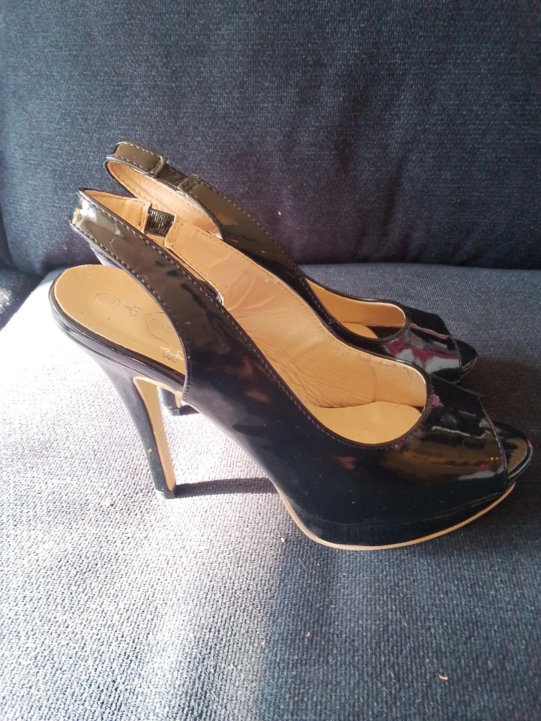 Shoe Candy Black Patent Slingback Heels - photo 2