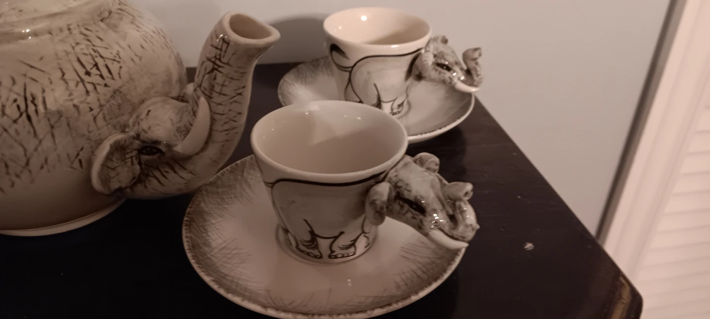 Elephant Theme Ceramic Teapot and Cup Set - photo 2