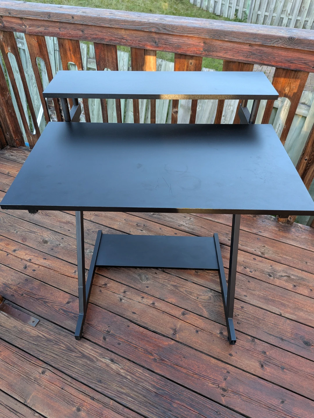 Black Z-Shaped Computer Workstation with Monitor Shelf - photo 4