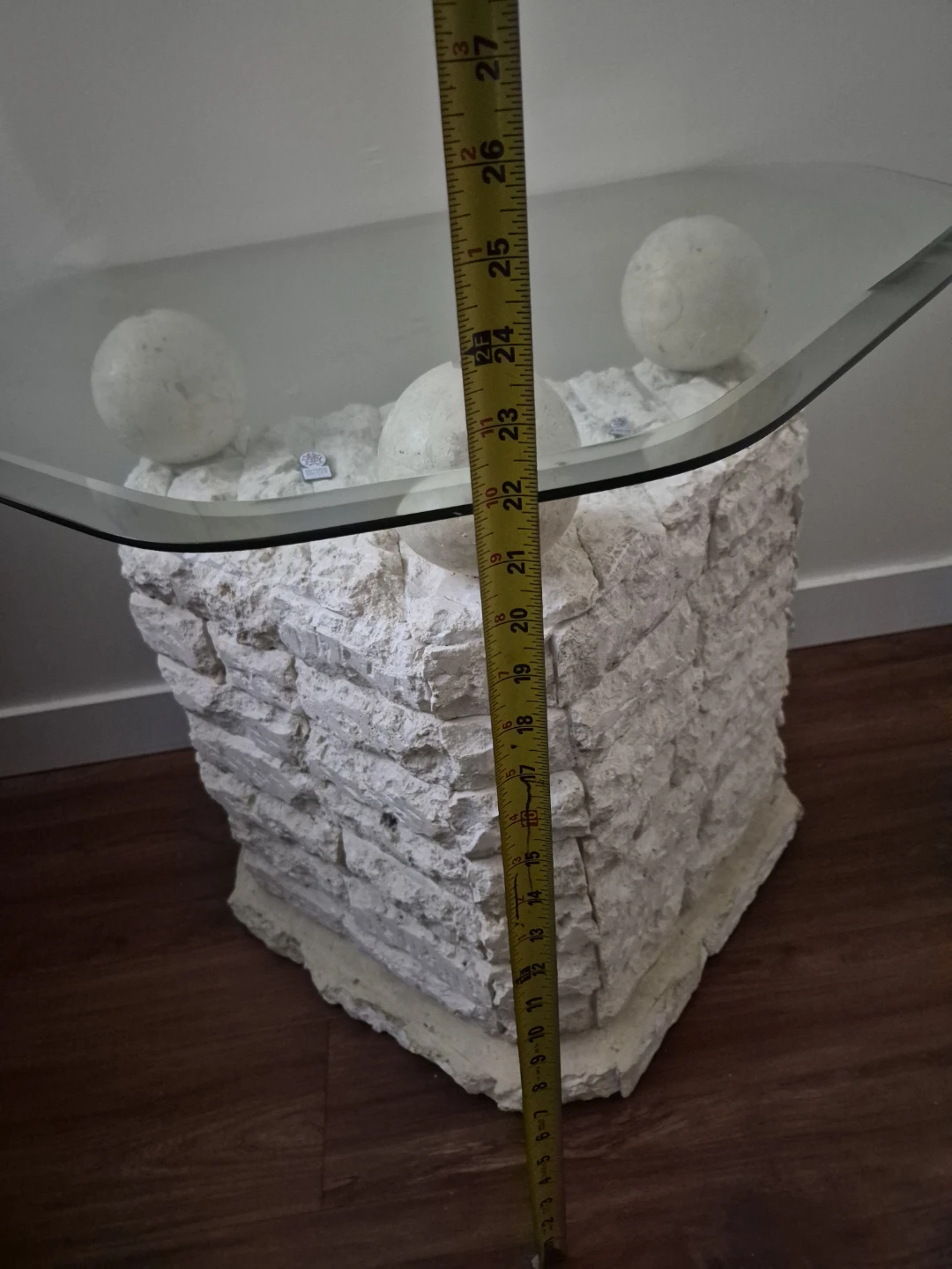 Stone Base Glass Top Accent Table - photo 5