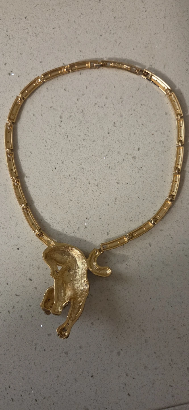 Gold-tone Leopard Crystal Necklace and Earring Set - photo 2