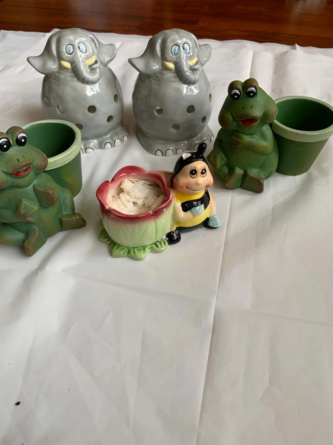 Set of 5 Ceramic Animal Planters and Candle Holders