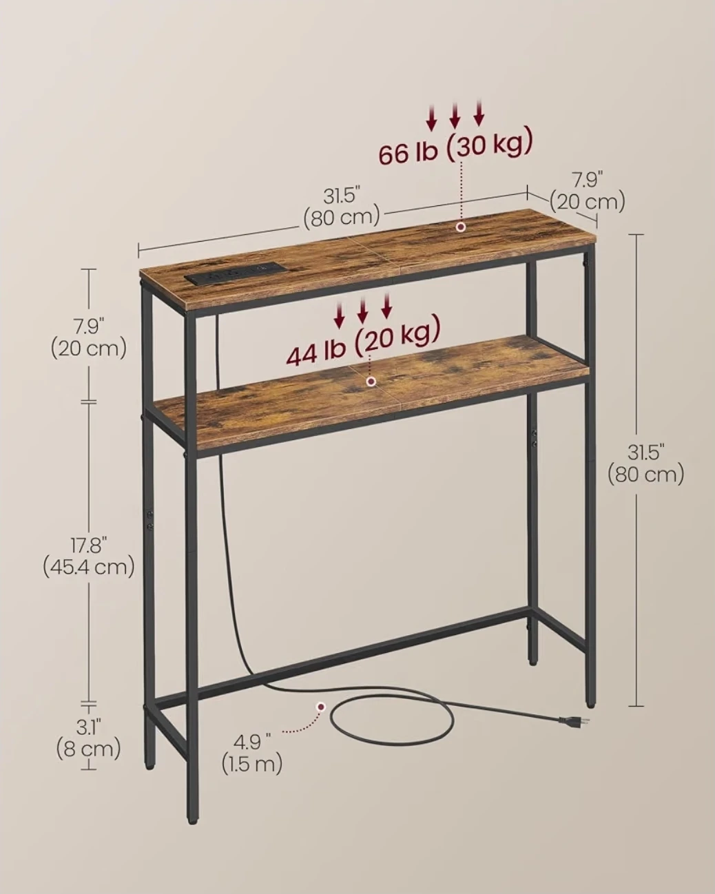 Rustic Console Table with Built-in Charging Station - photo 4