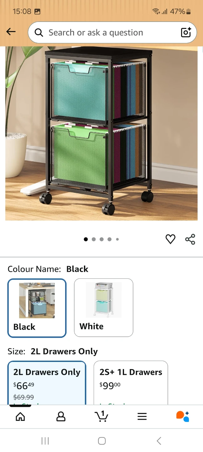 2-Tier Rolling Hanging File Organizer