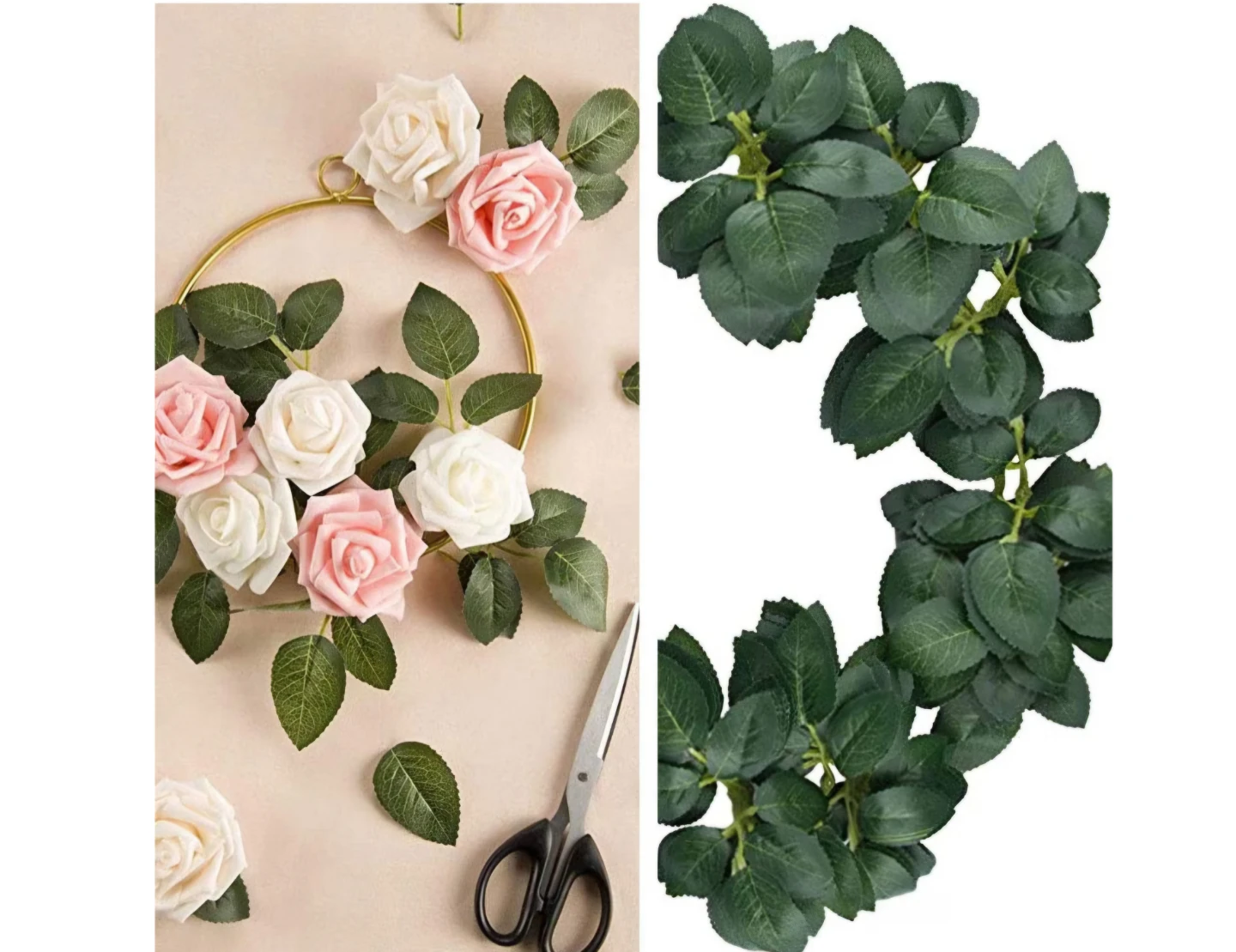 Arflorall 100 Pcs Artificial Green Rose Leaves