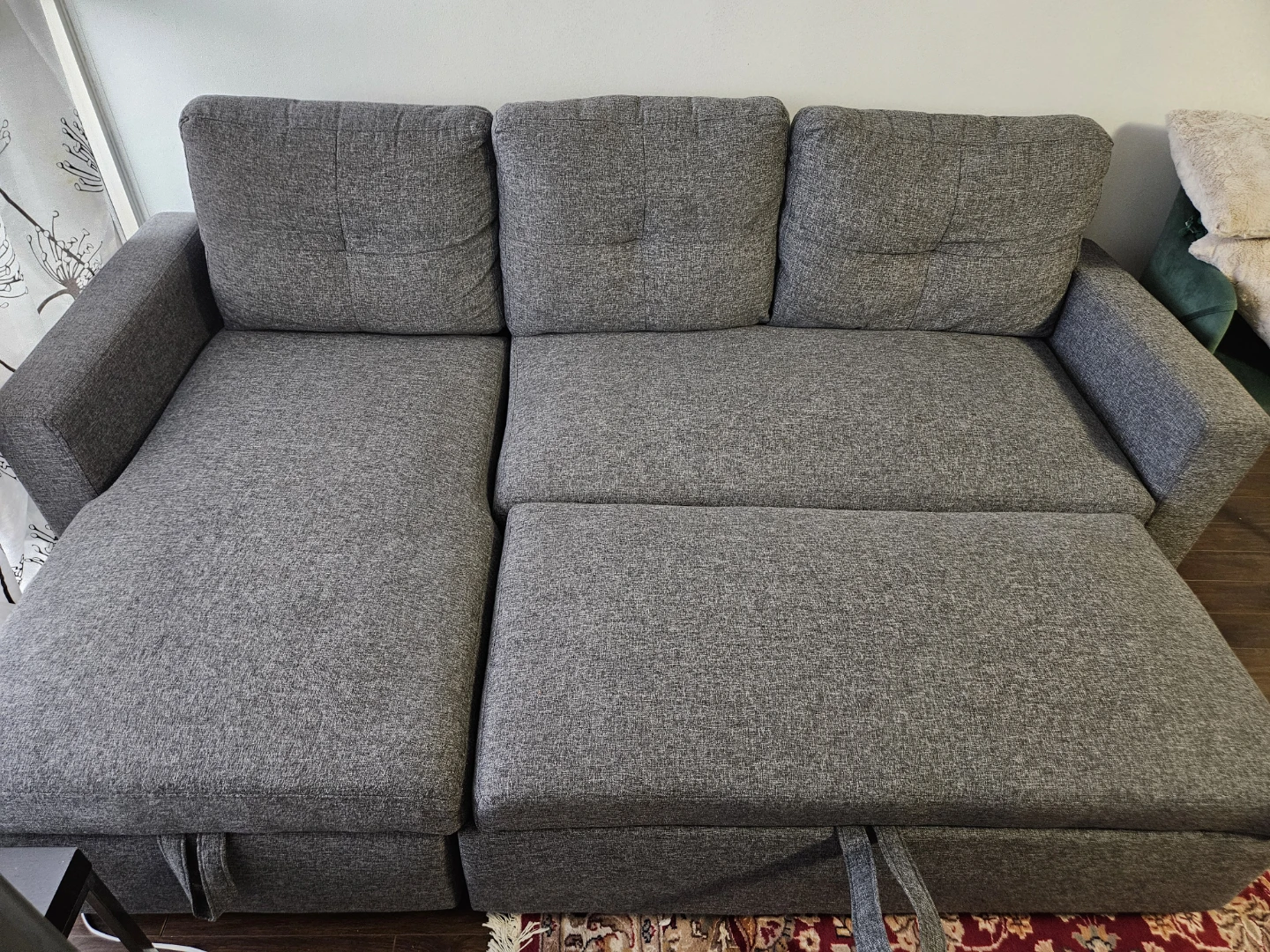 Grey Sectional Sofa with Storage and Pull-out Bed - photo 2
