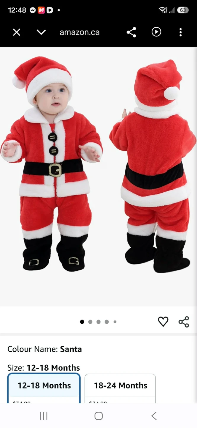 Baby Santa Costume for 0-6 Months