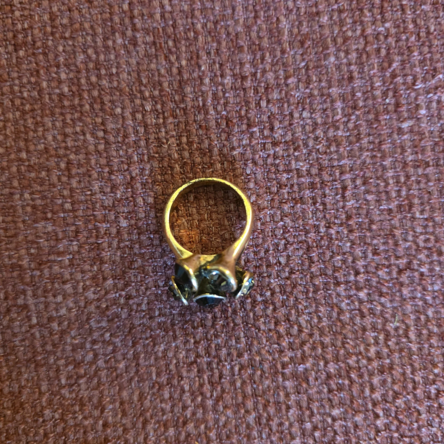 Gold-toned statement ring with black and grey stones - photo 4