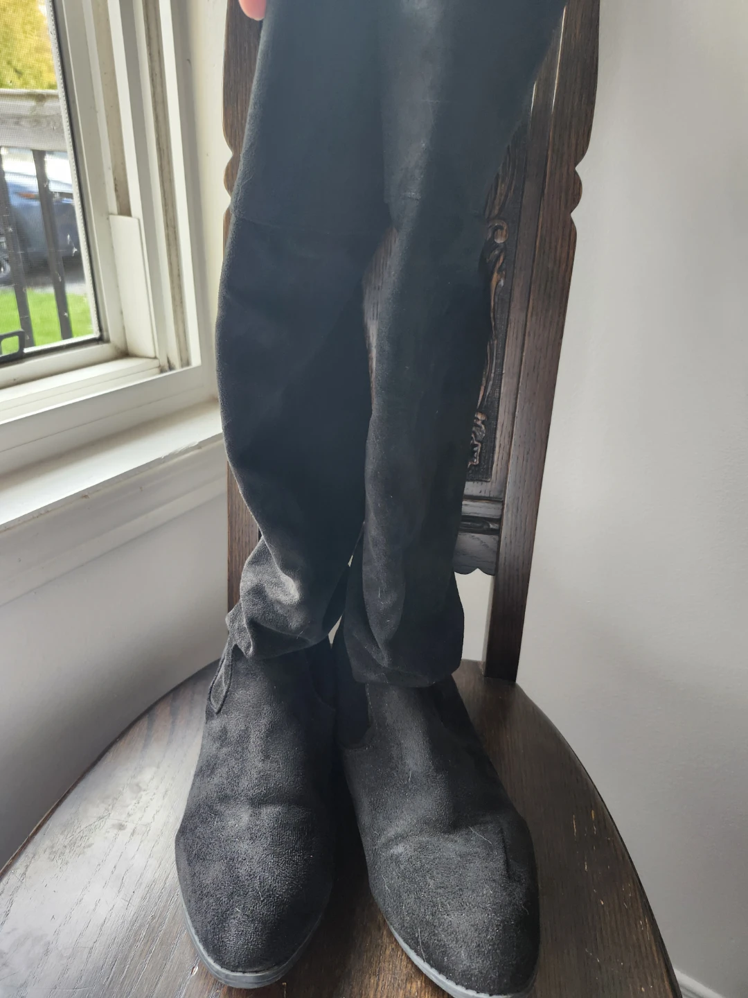 Black Faux Suede Boots Size 41 - photo 2