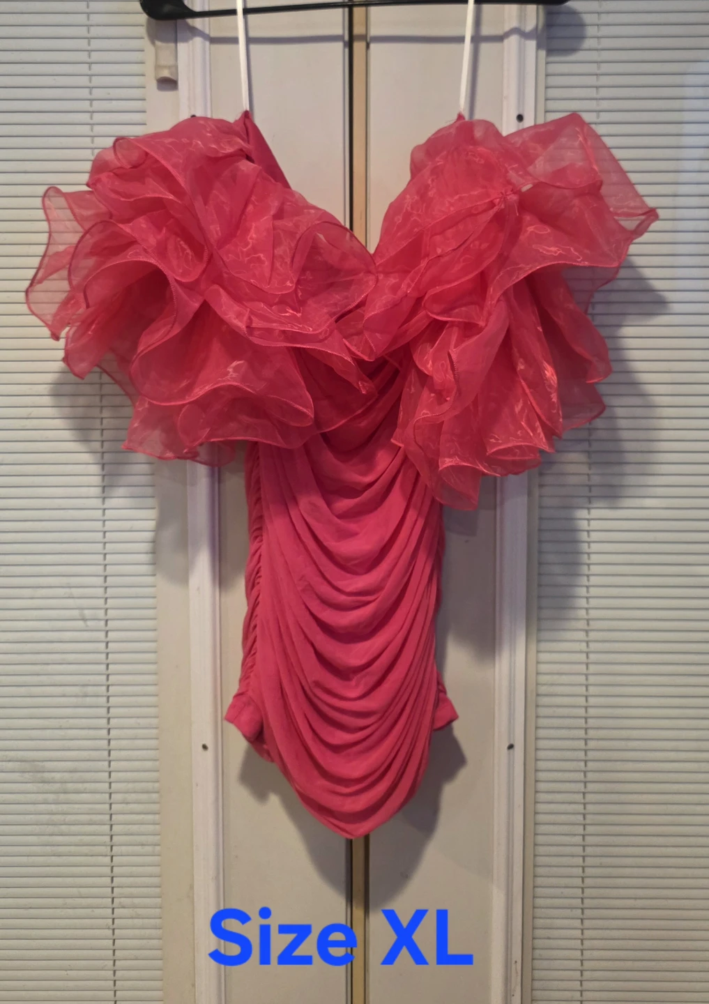 Pink Ruched Ruffle Sleeve Mini Dress Size XL - photo 3