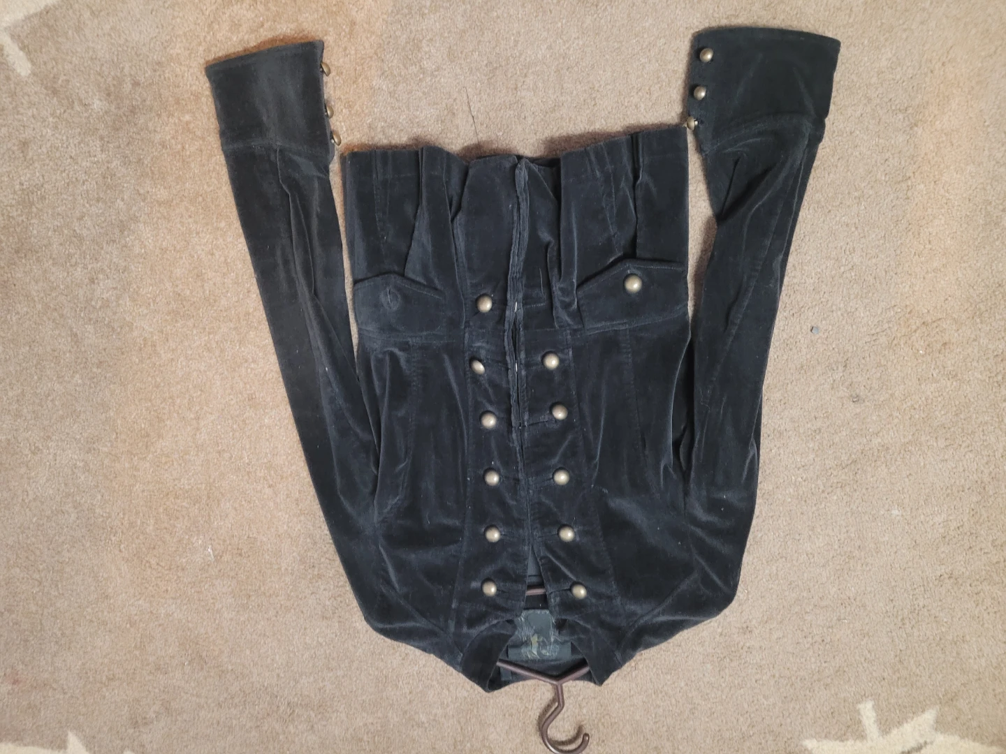 H&M Black Velvet Military Jacket