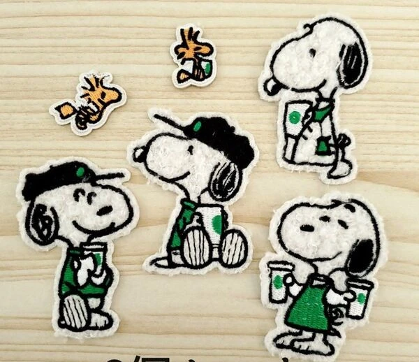 Snoopy fluffy adhesive Patches 6 pc set new Woodstock
