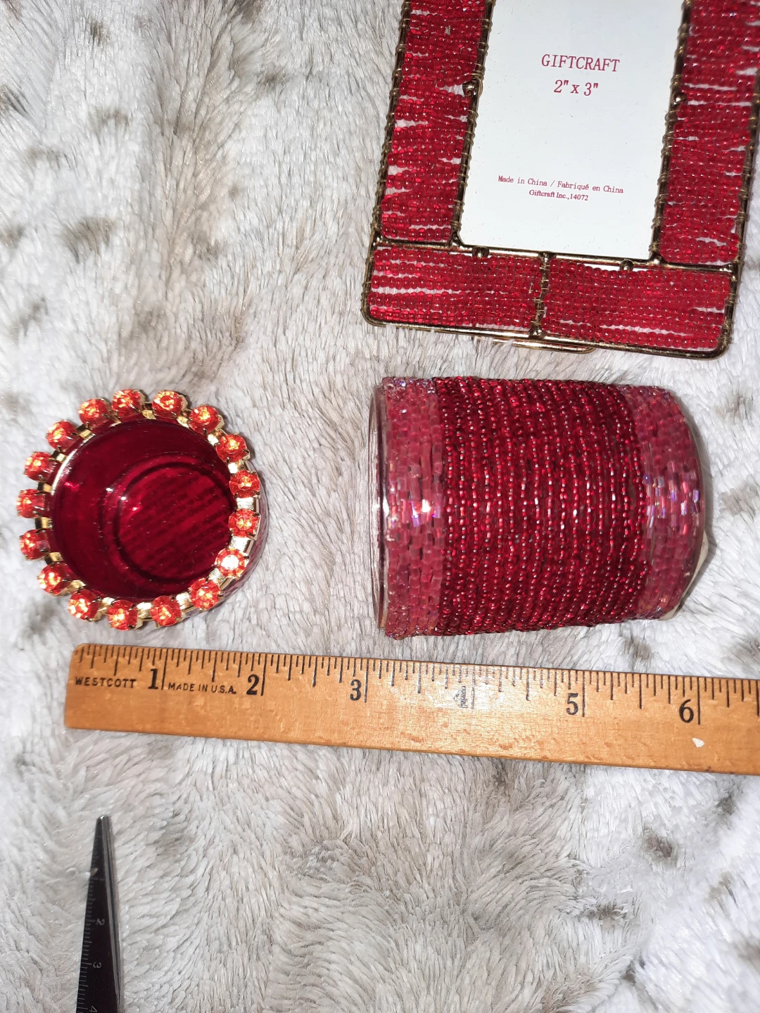 Giftcraft Red Beaded Photo Frame & Glass Candle Holder Set - photo 5