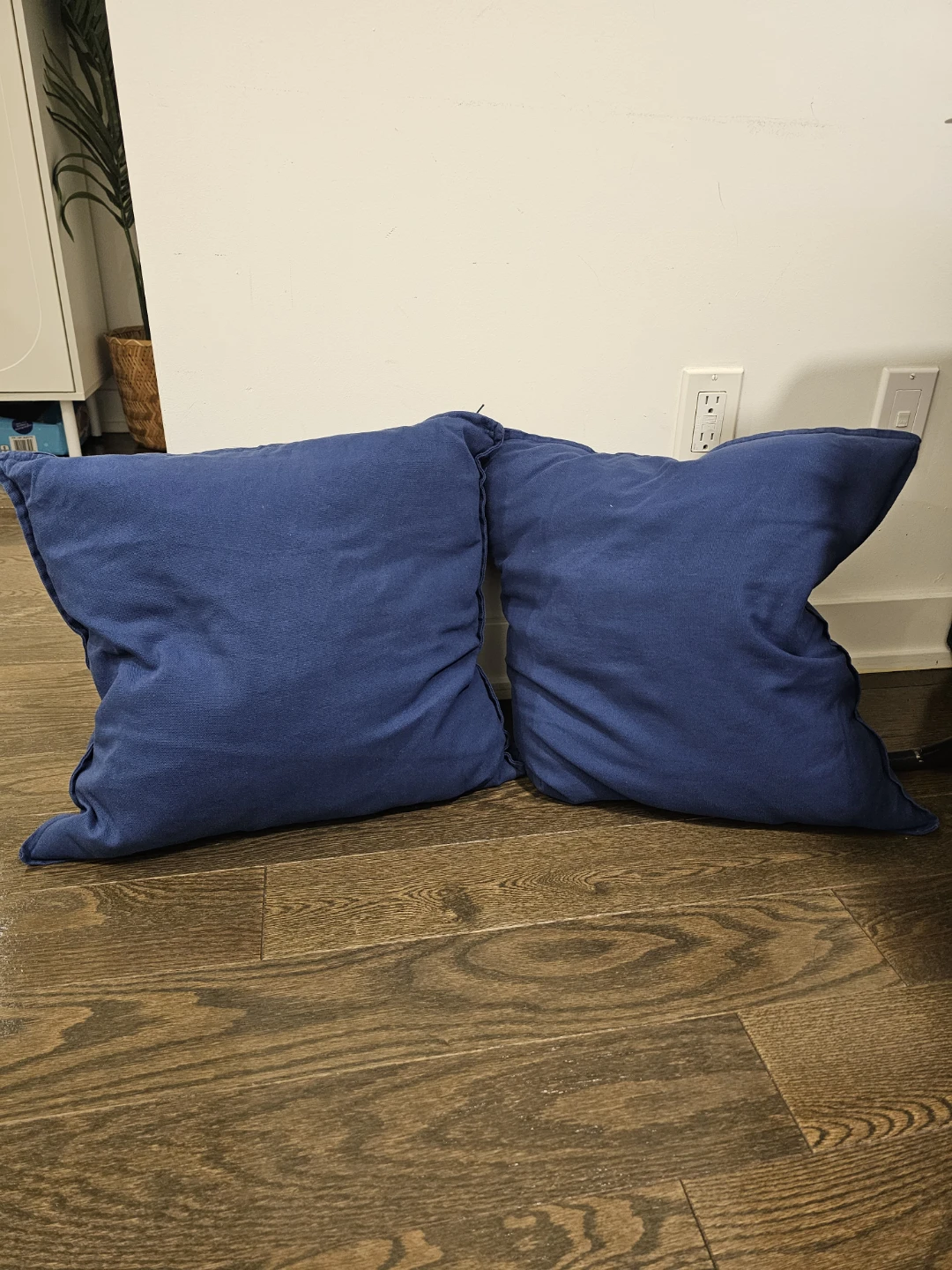 Two Navy Blue Throw Pillows washable covers