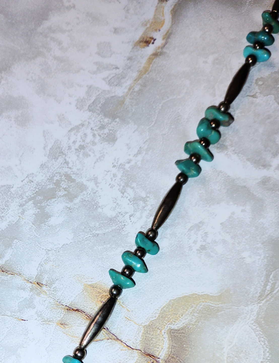 GENUINE TURQUISE AND STERLING SILVER NECKLACE - photo 3
