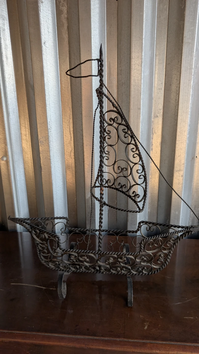 Vintage Metal Wire Sailboat Ornament - photo 3