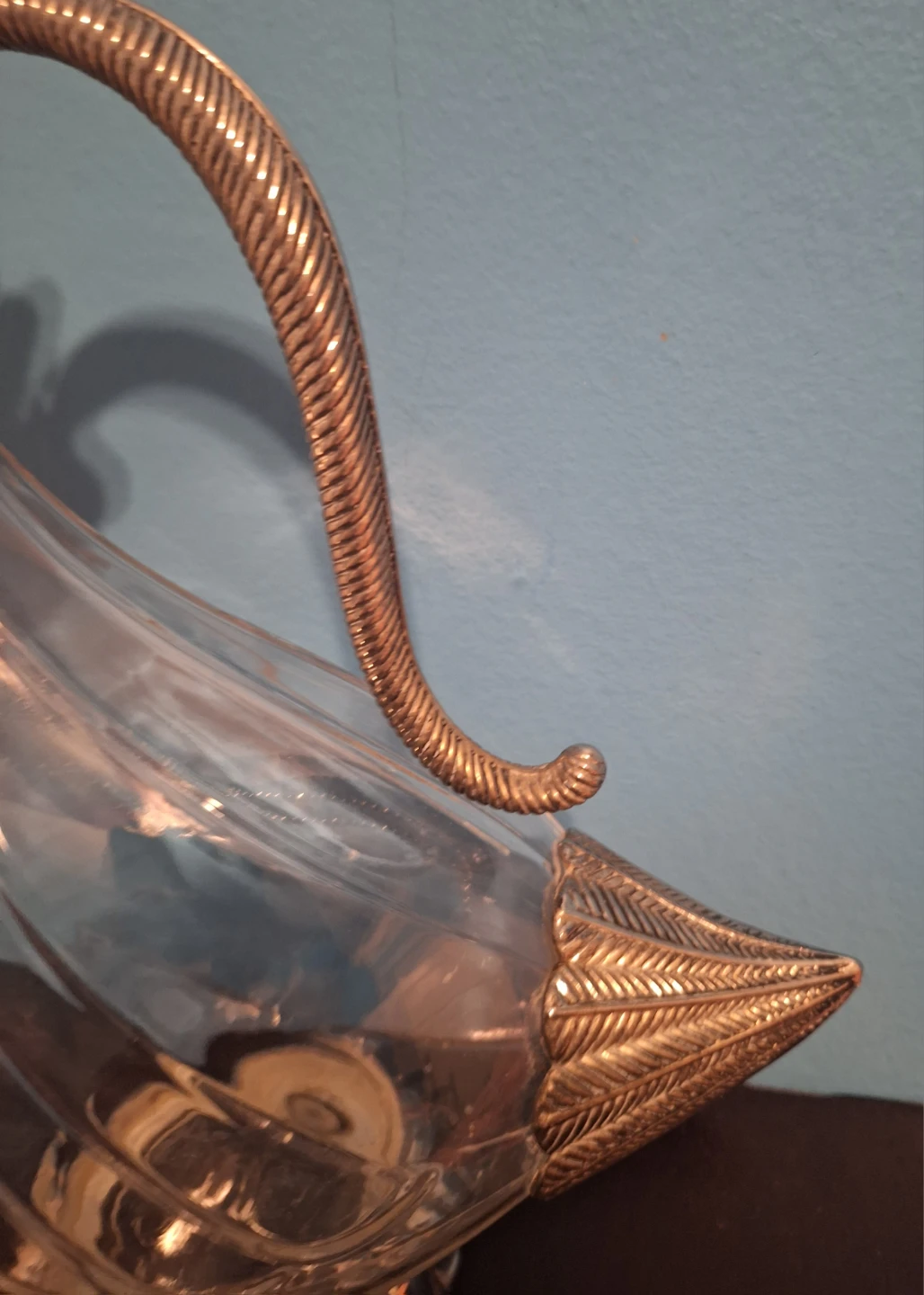 Vintage Crystal and Silver-Plated Duck Decanter - photo 3