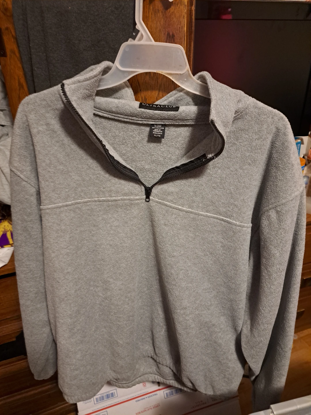 UltraClub Gray Quarter-Zip Fleece