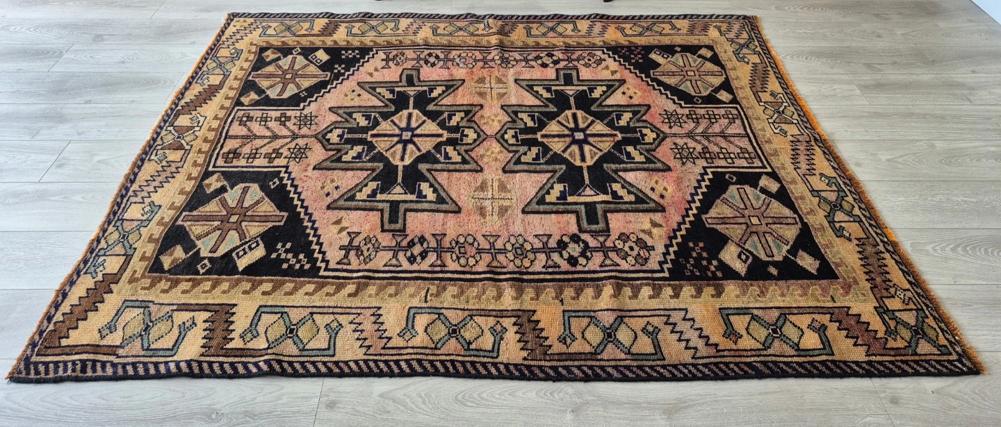 Vintage Persian Tribal Style Hand-Knotted Wool Area Rug - photo 3