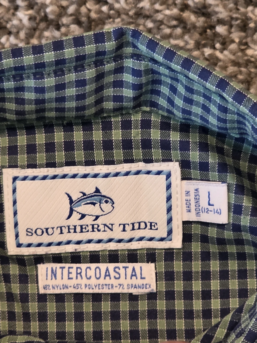 Boys Southern Tide Intercoastal Gingham Shirt Size Large - photo 2