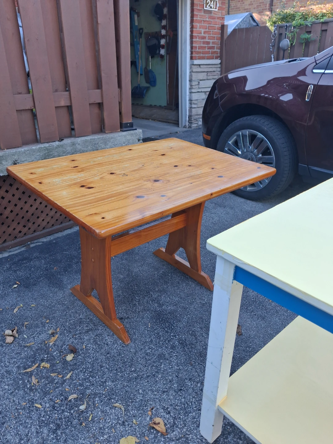Solid pine trestle table