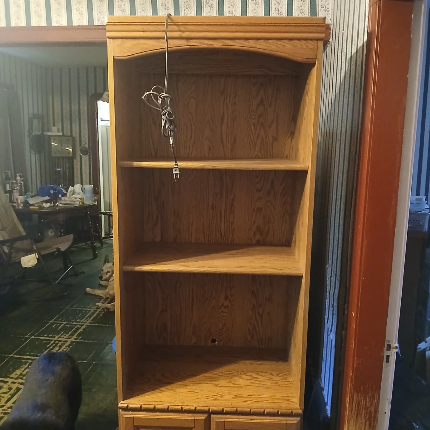 Oak Bookcase with Lower Cabinet