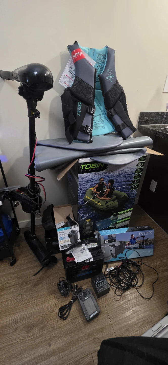 Inflatable Boat and Fishing Motor Accessory Bundle