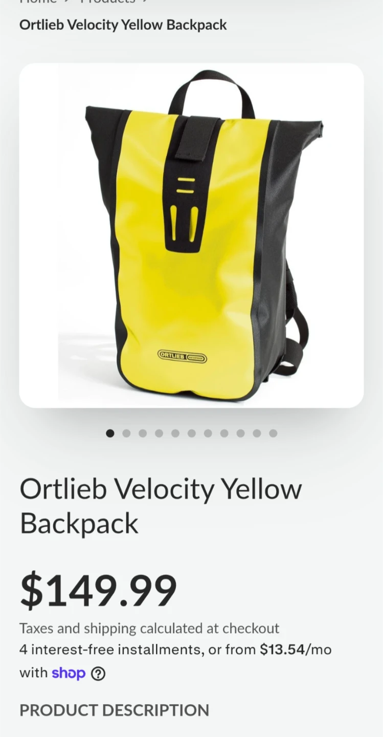 Ortlieb Velocity Yellow Backpack - photo 4