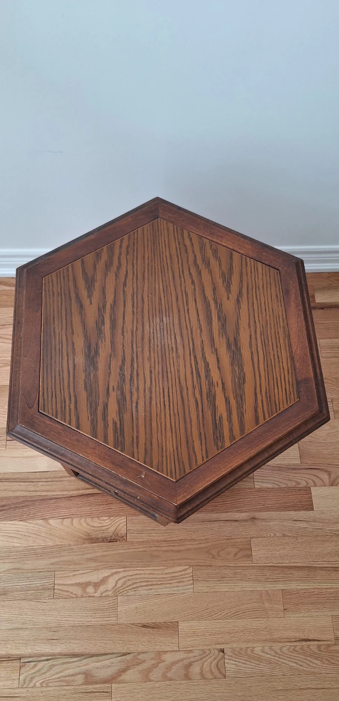 Vintage Hexagonal Wood Side Table - photo 4
