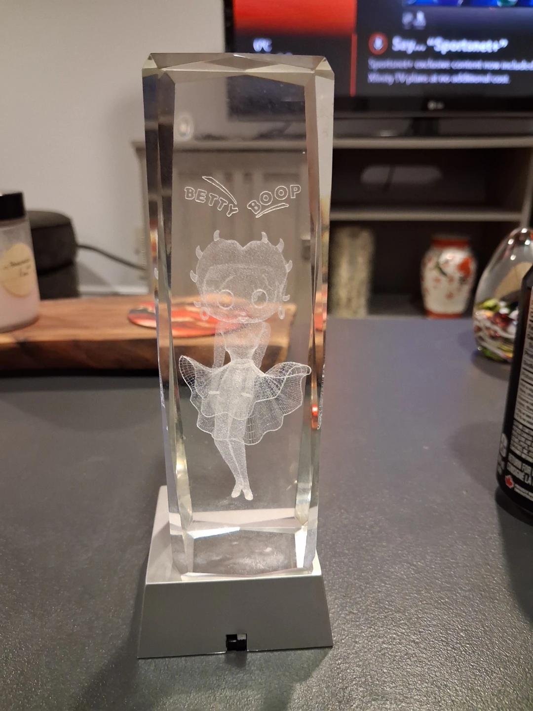 Betty Boop 3D Crystal Etched Solid LED Light, Paperweight