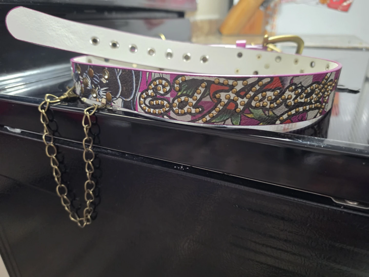 Ed Hardy Pink Checkered Studded Belt - photo 3