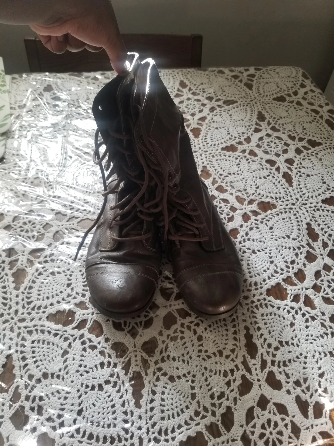 Brash Light Brown Lace-Up Boots Size 11